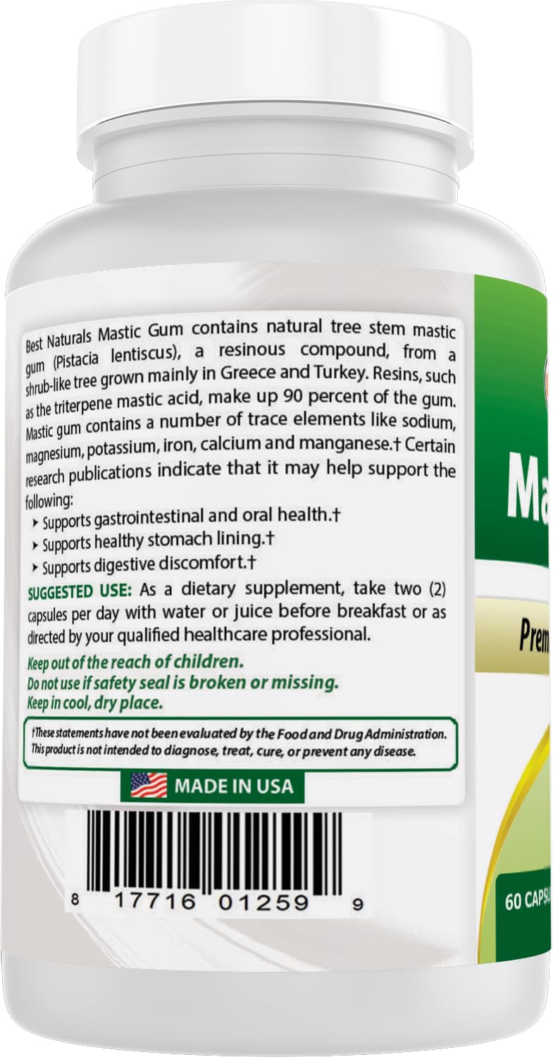 Best Naturals Mastic Gum gelatin capsules detail shot