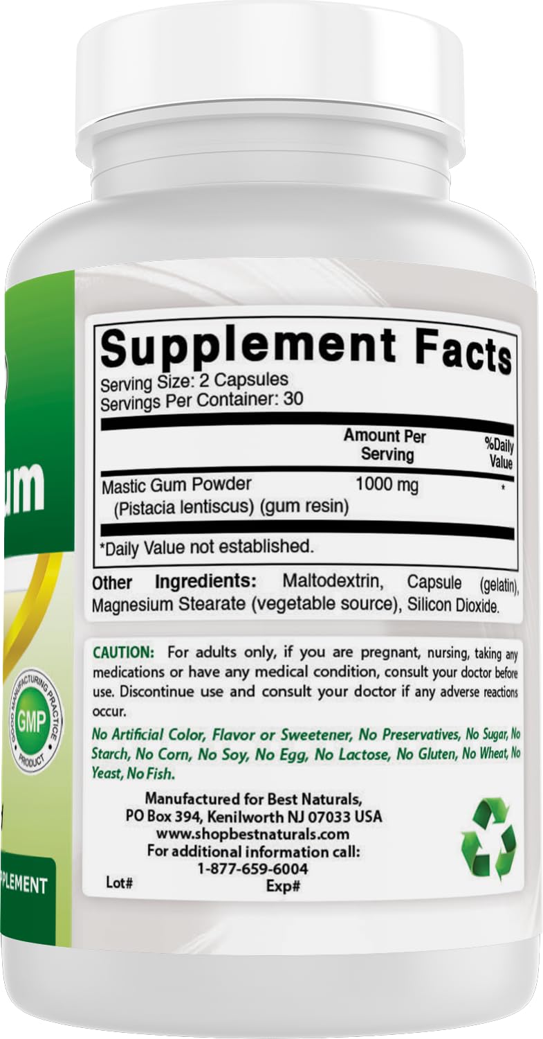 Best Naturals Mastic Gum packaging box and bottle for storage