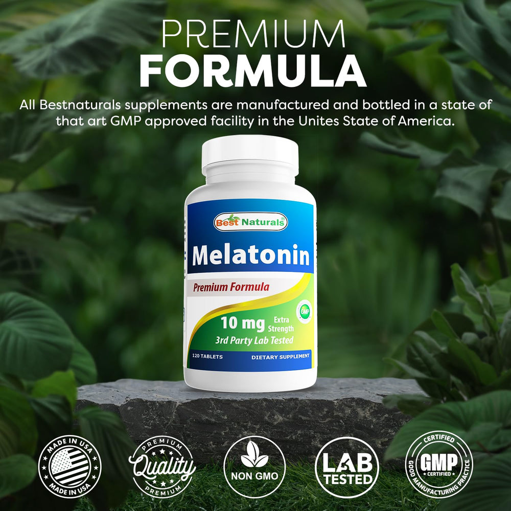 Best Naturals Melatonin made in USA with GMP and FDA-registered facility.