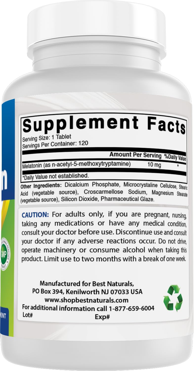 Best Naturals Melatonin no artificial ingredients for a clean bedtime option.