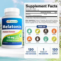 Best Naturals Melatonin bottle pouring tablets for a smooth bedtime routine.