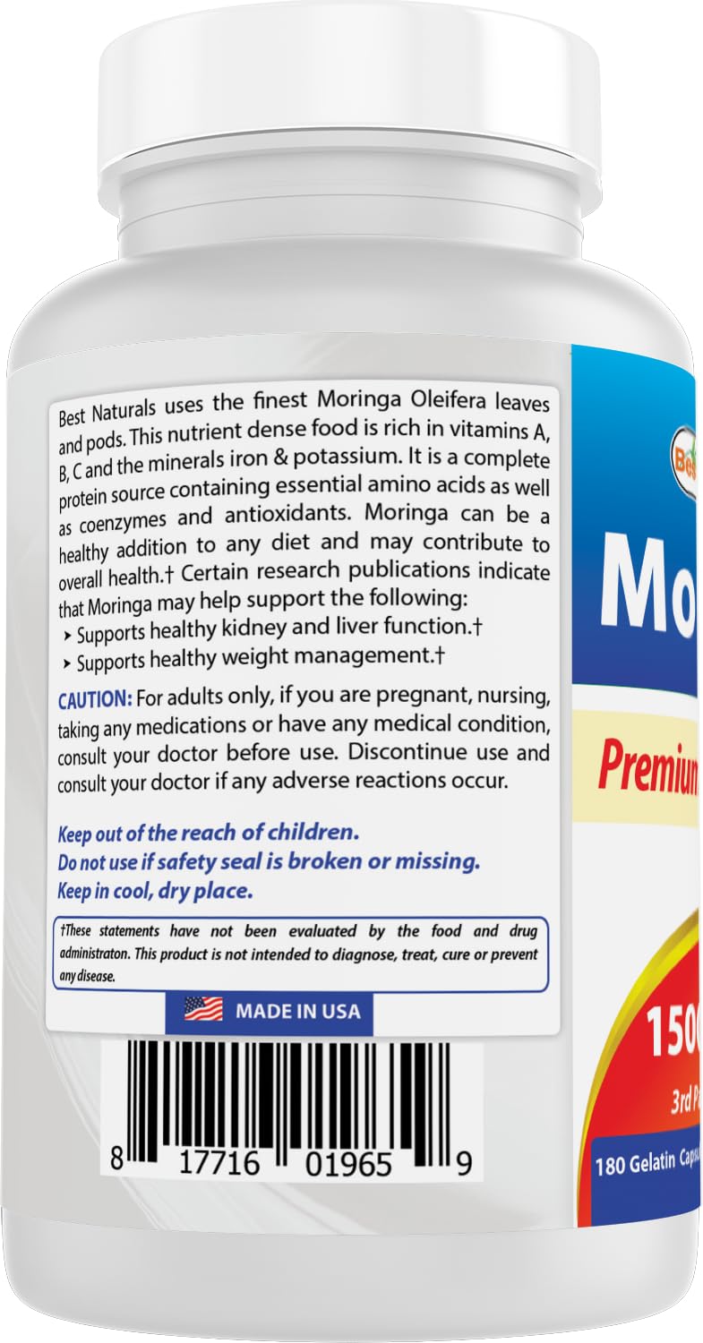 Best Naturals Moringa Extract USA facility logo, signaling GMP-conscious production.