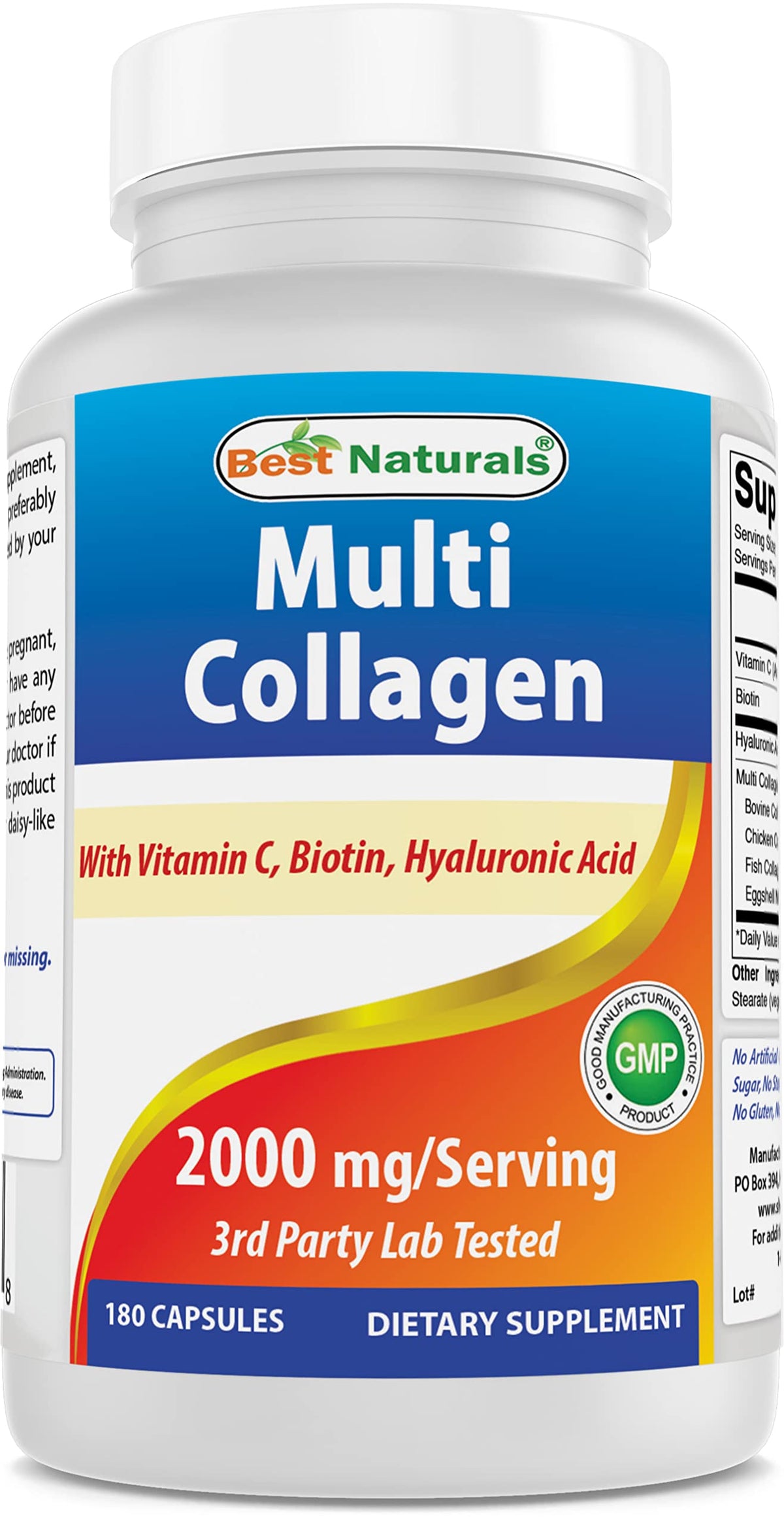 Best Naturals Multi Collagen pills bottle front for skin, hair and nails support.