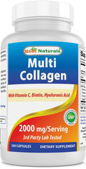 Best Naturals Multi Collagen pills bottle front for skin, hair and nails support.