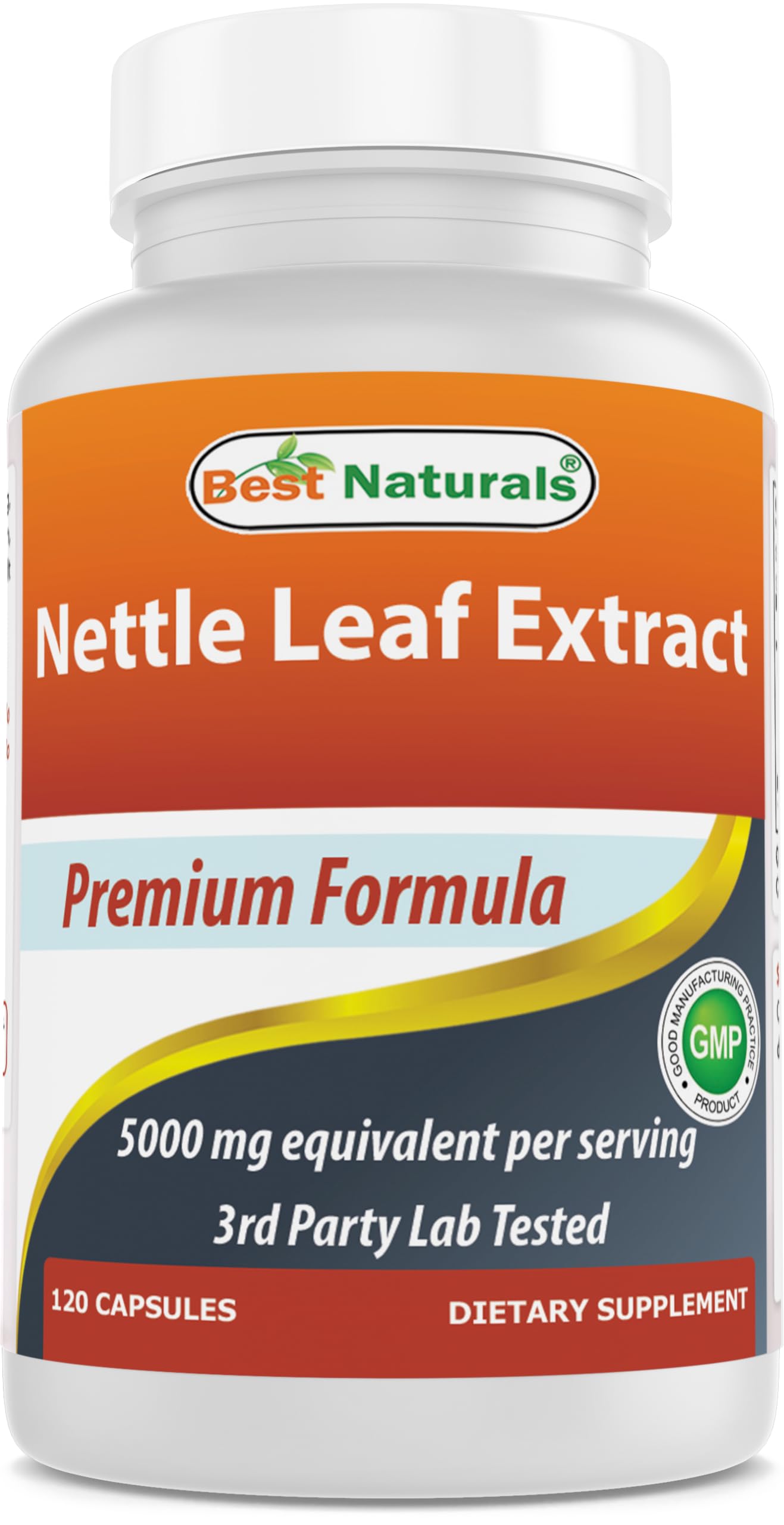 Best Naturals Nettle Leaf Extract bottle showing 5000 mg per serving for daily use