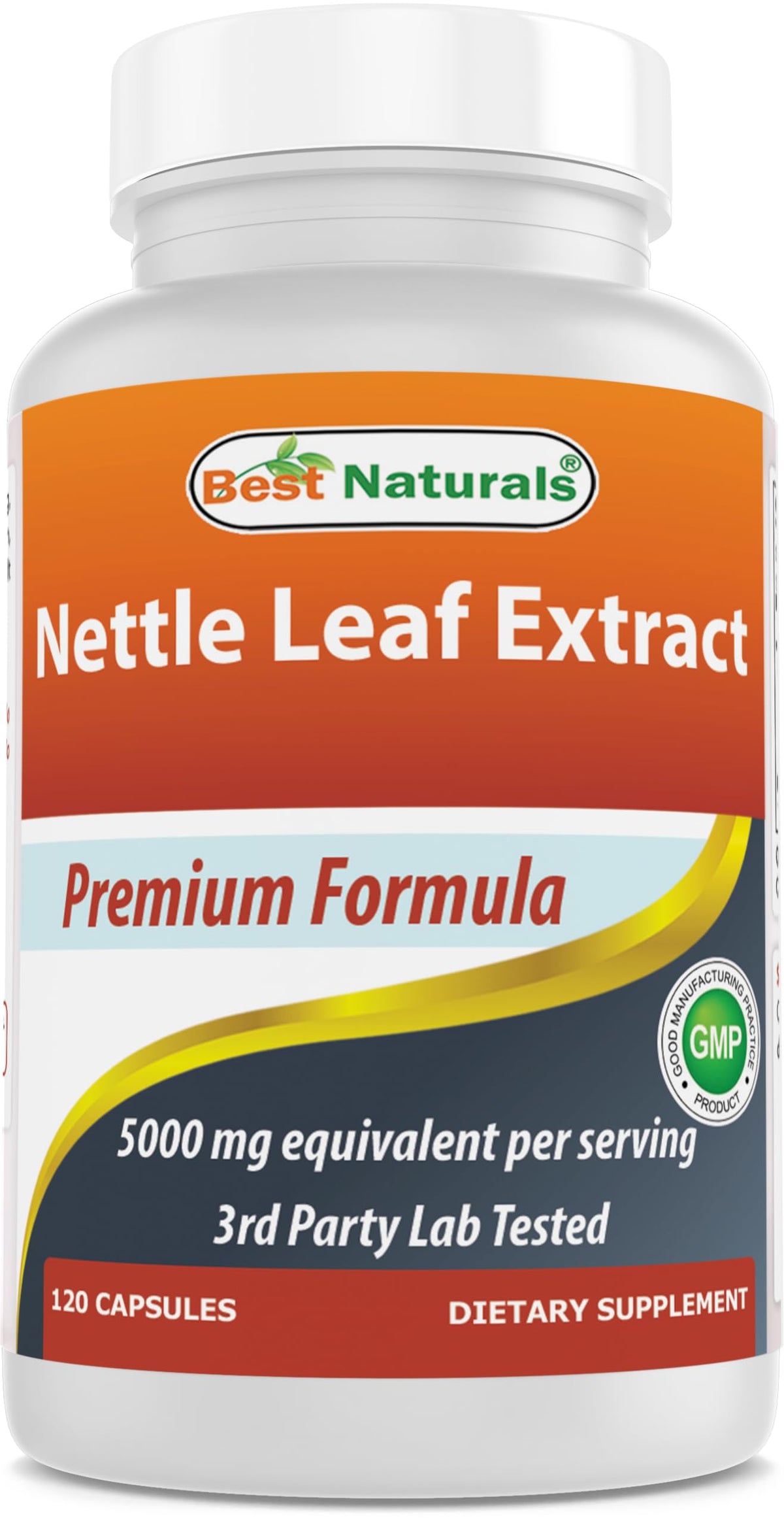 Best Naturals Nettle Leaf Extract bottle showing 5000 mg per serving for daily use