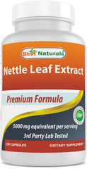 Best Naturals Nettle Leaf Extract bottle showing 5000 mg per serving for daily use