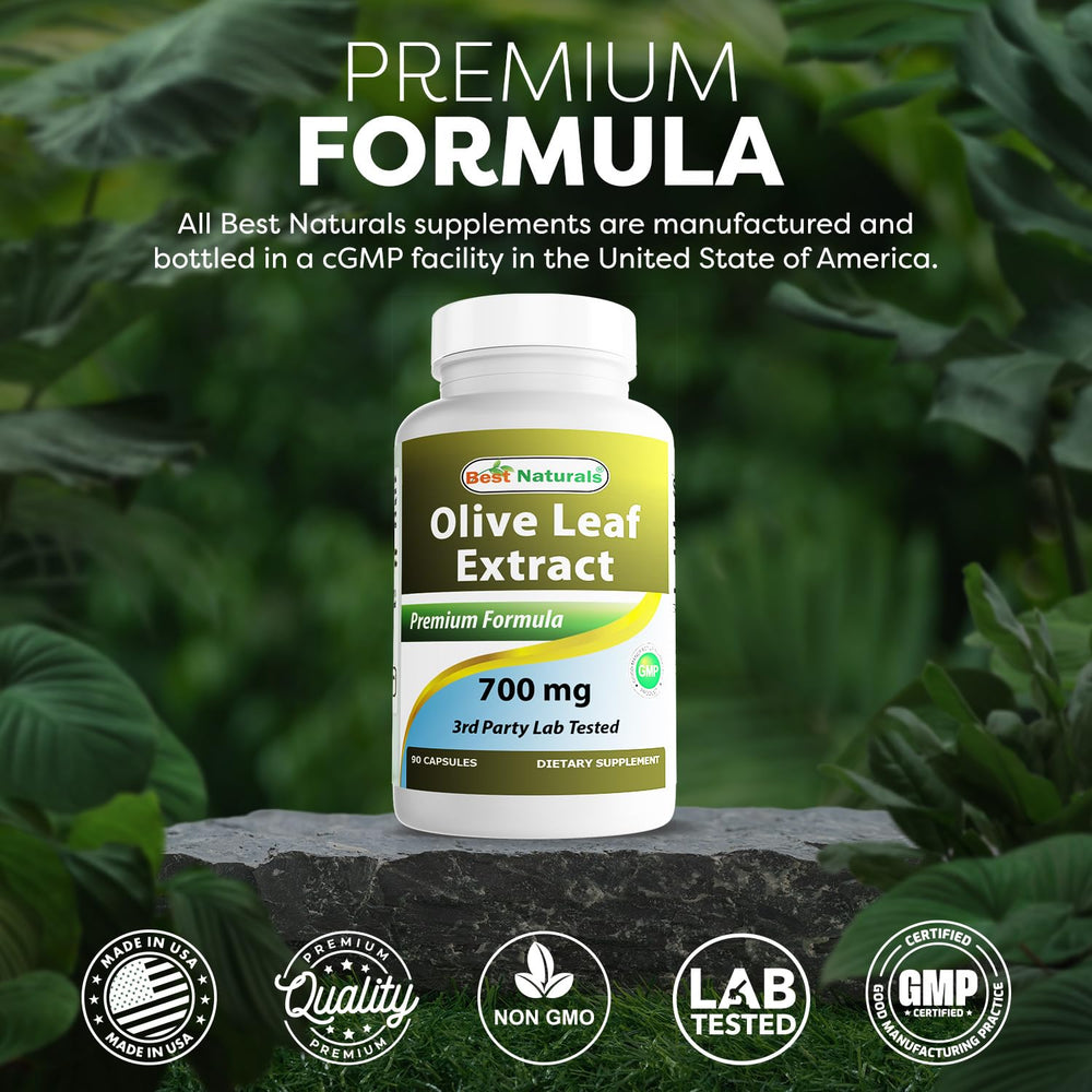 Best Naturals olive leaf extract packaging box with 90 capsules