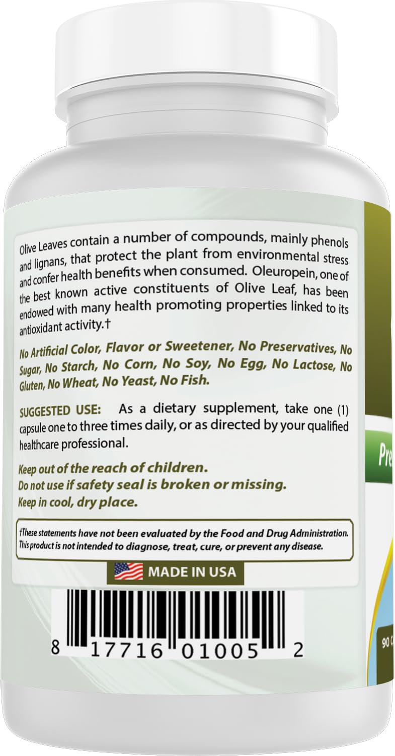 Best Naturals olive leaf extract USA facility seal