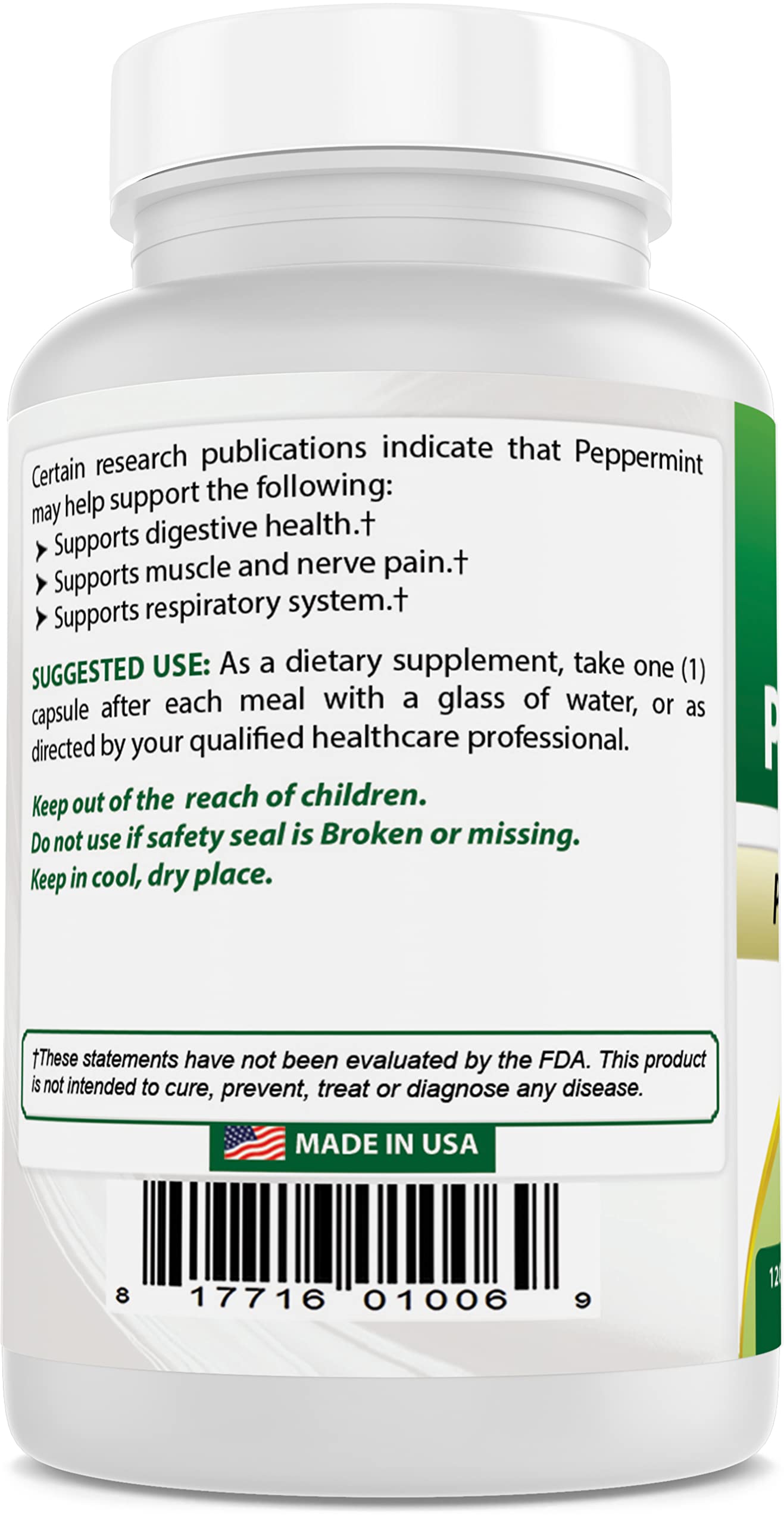 Gluten-free and non-GMO icons on Best Naturals Peppermint Oil package.