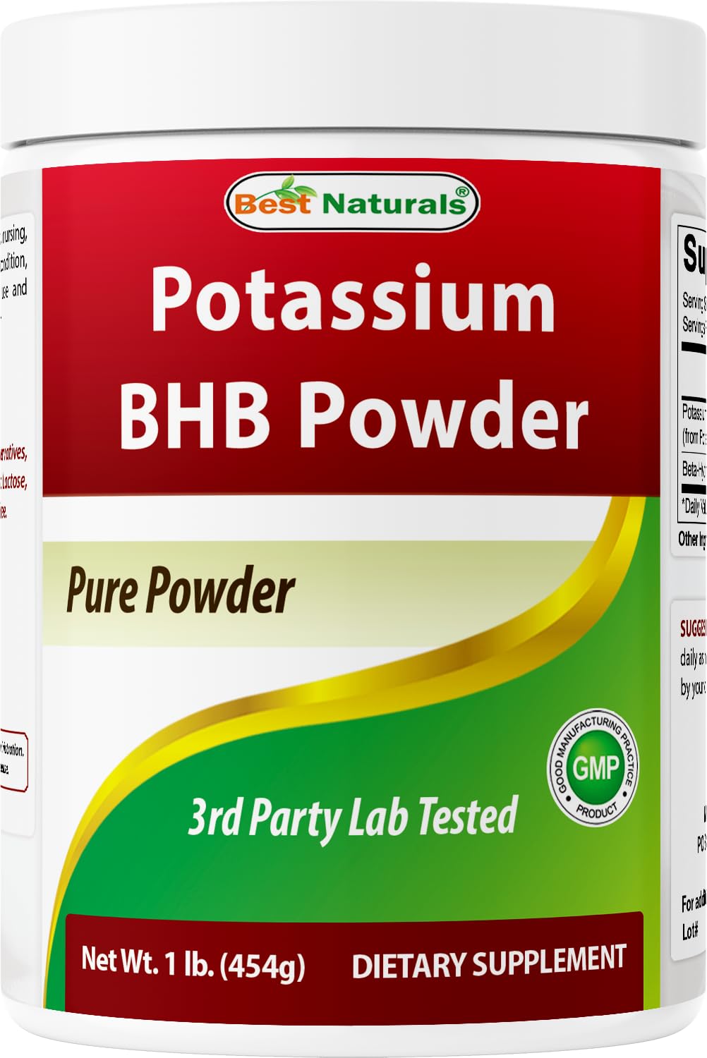 Best Naturals Potassium BHB powder in 1lb container, ideal for easy daily mixing.