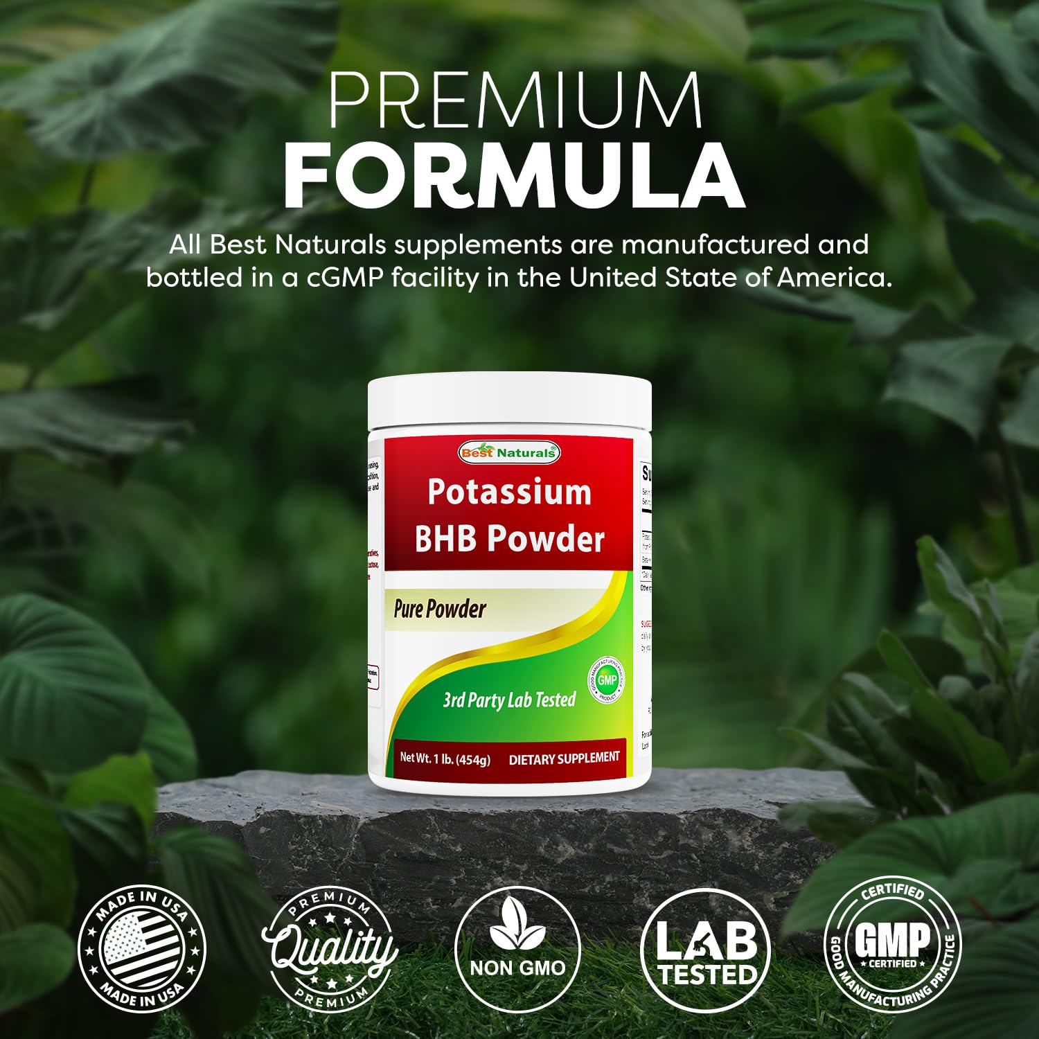 Best Naturals Potassium BHB powder made in USA, produced in quality facilities.