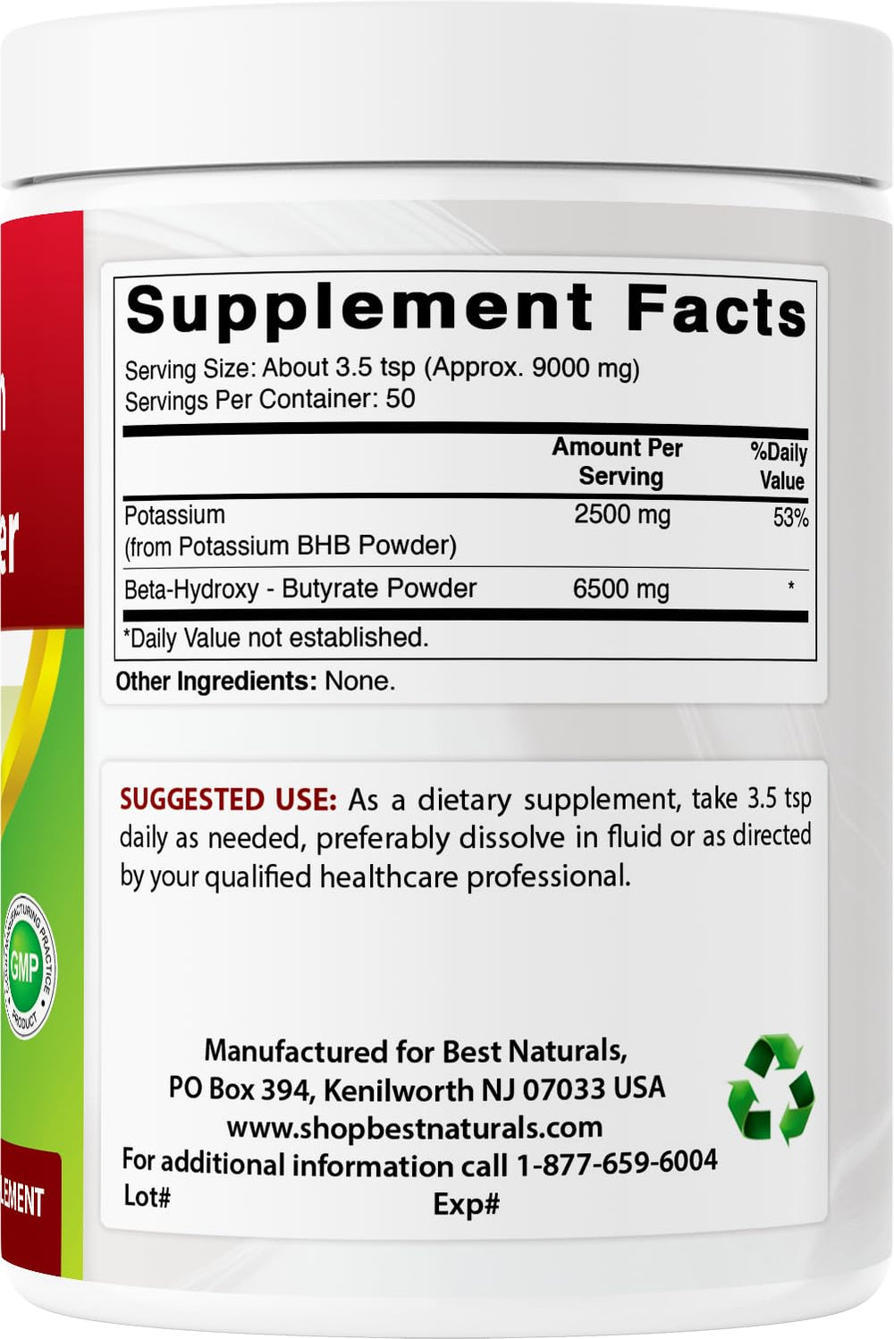 Best Naturals Potassium BHB powder third-party tested for quality and safety.
