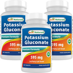 Best Naturals Potassium Gluconate tablet close-up; compact daily supplement.