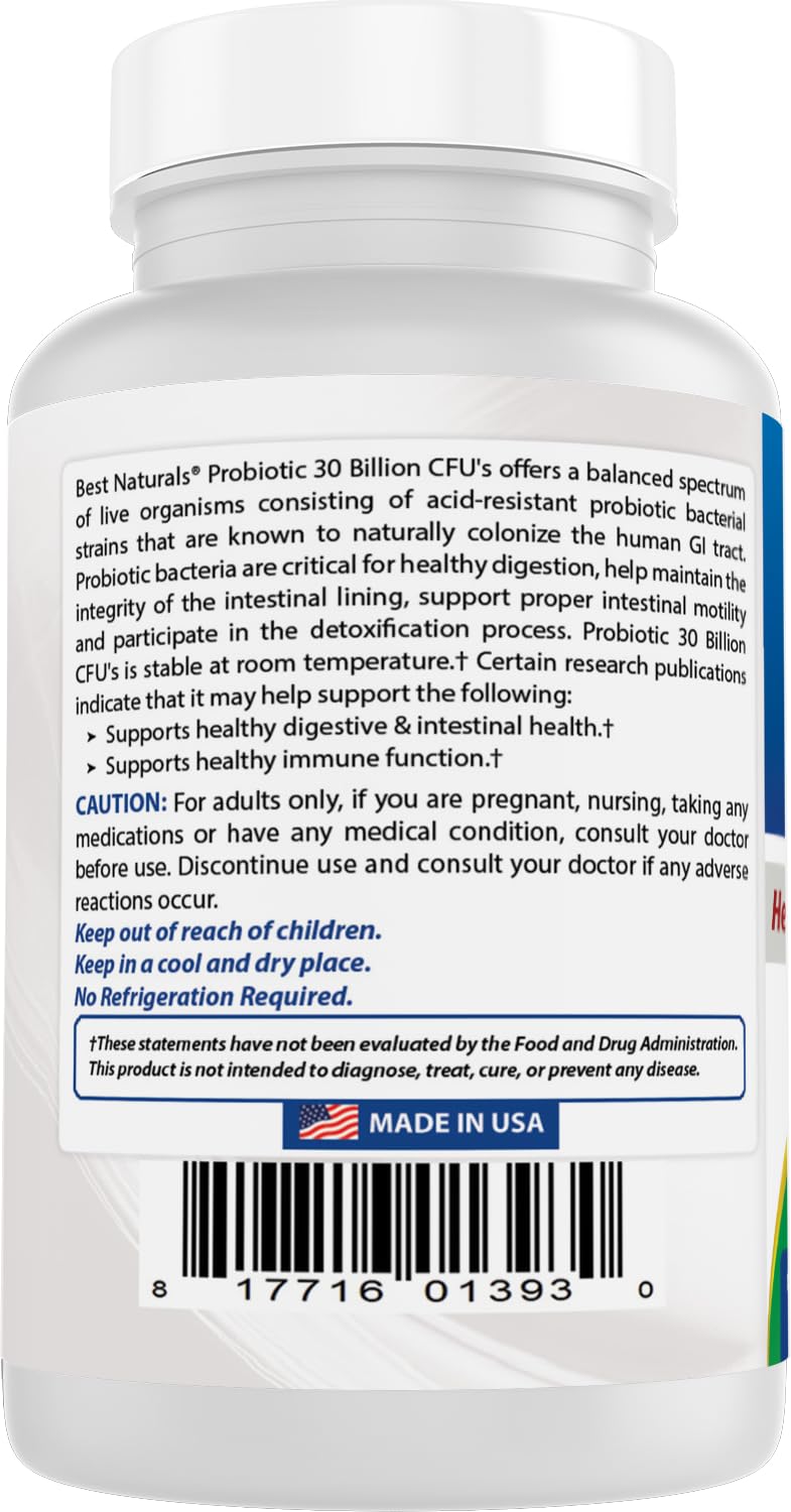 Best Naturals Probiotic packaging close up highlighting design and value
