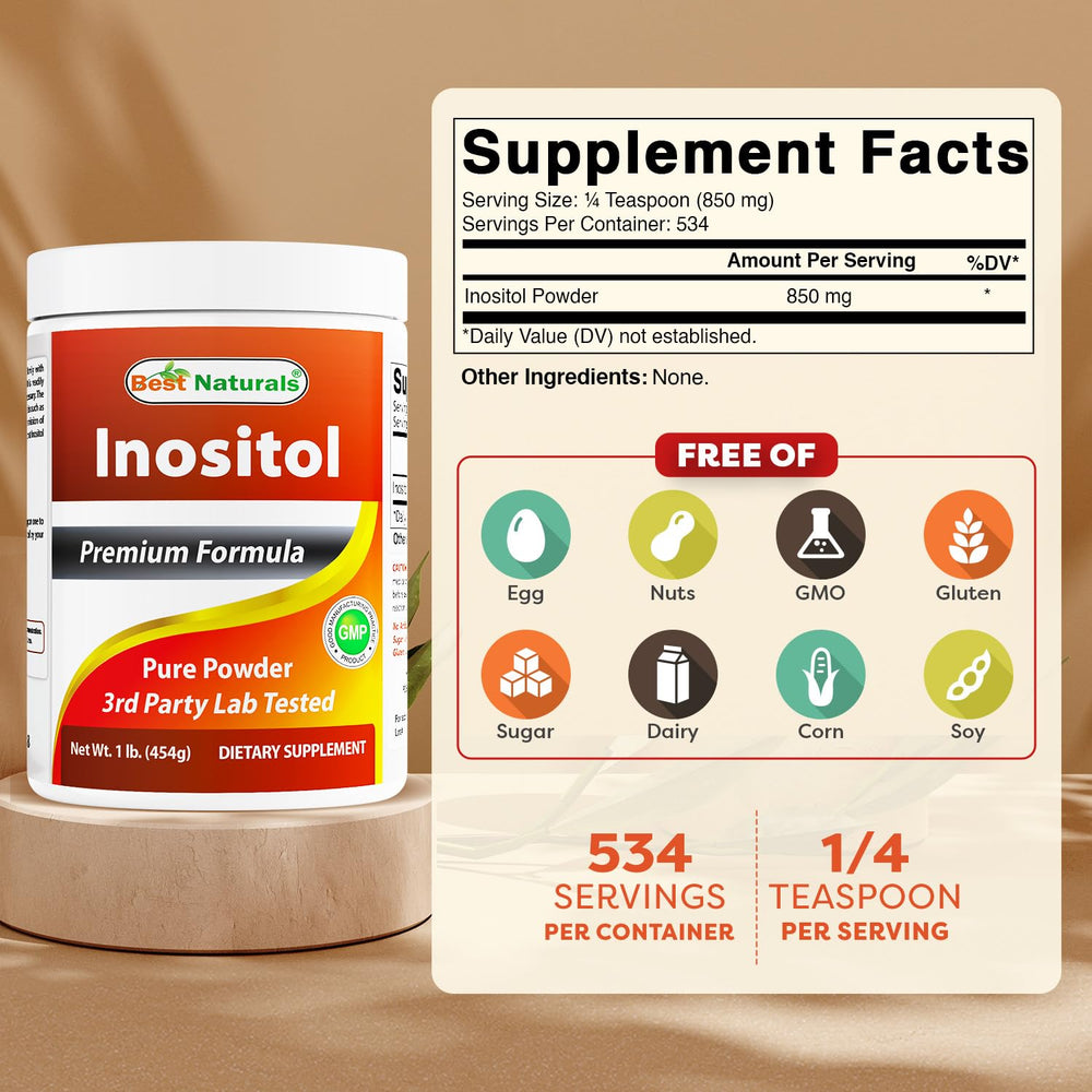 Best Naturals Inositol powder serving scoop for convenient daily serving.