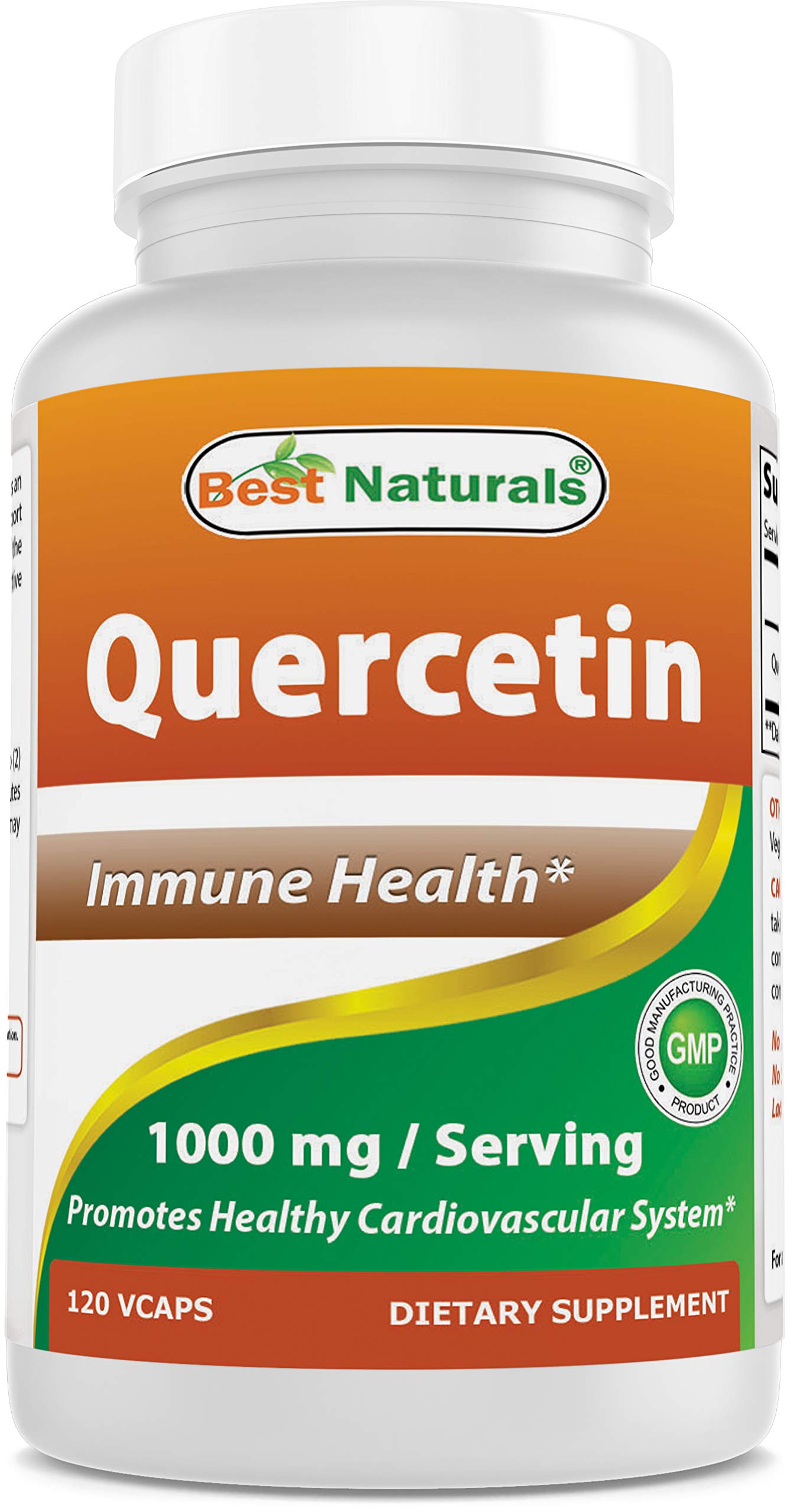 Best Naturals Quercetin 1000 mg bottle shows potent daily antioxidant support in easy-to-swallow capsules.