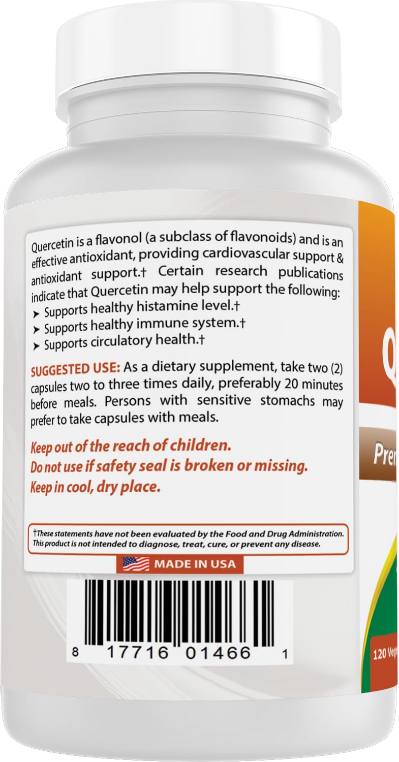 Best Naturals Quercetin 1000 mg non-GMO, gluten-free formula for clean daily use.