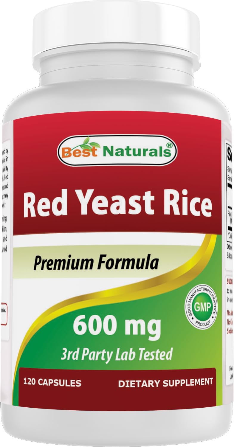 Best Naturals Red Yeast Rice bottle on a clean surface for easy daily supplementation.