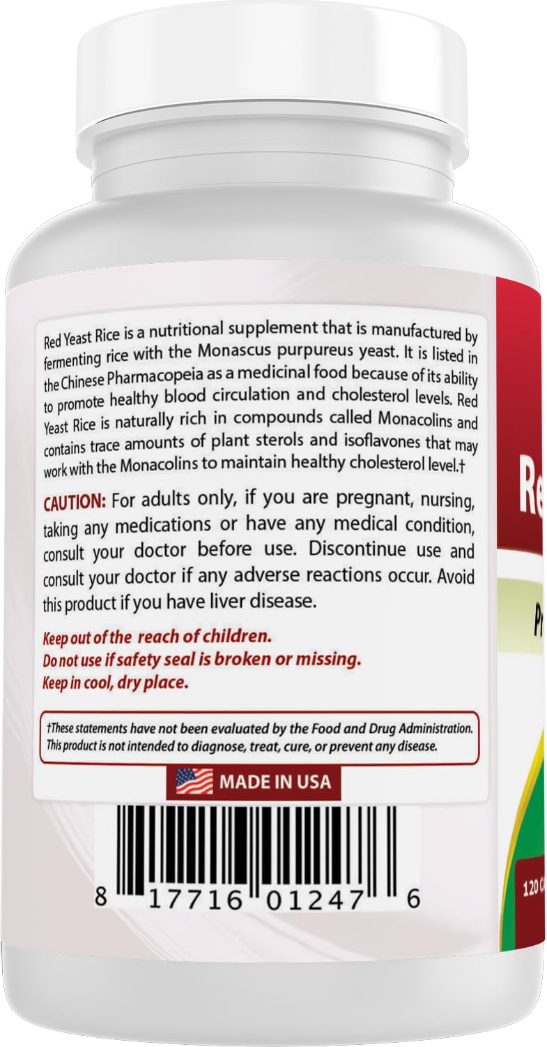 Best Naturals Red Yeast Rice ingredients panel close-up for transparency.