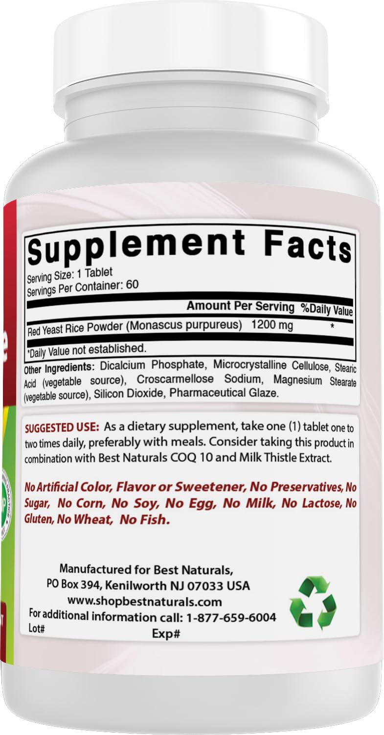 Best Naturals Red Yeast Rice made in USA seal, supporting domestic production.