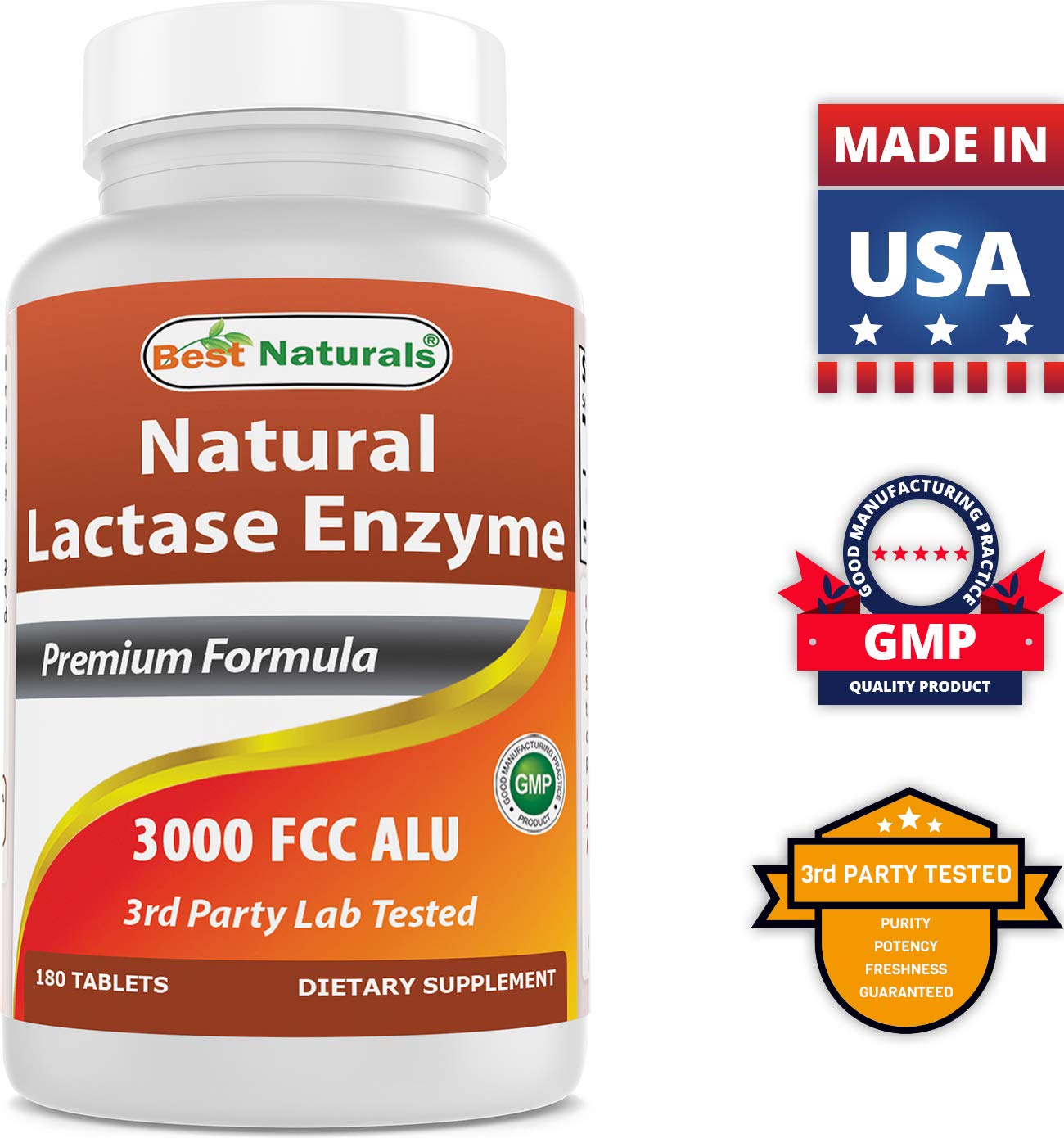 Best Naturals sodium-free lactase enzyme bottle for flexible dietary choices