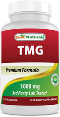 Best Naturals TMG bottle closed showing 1000 mg per serving for methylation support