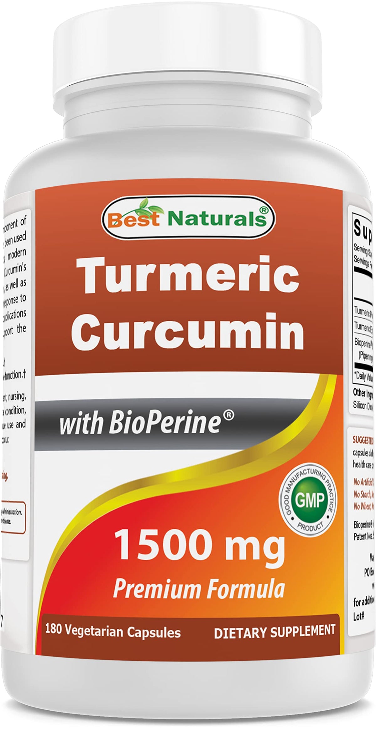 Best Naturals Turmeric Curcumin bottle front with potency label