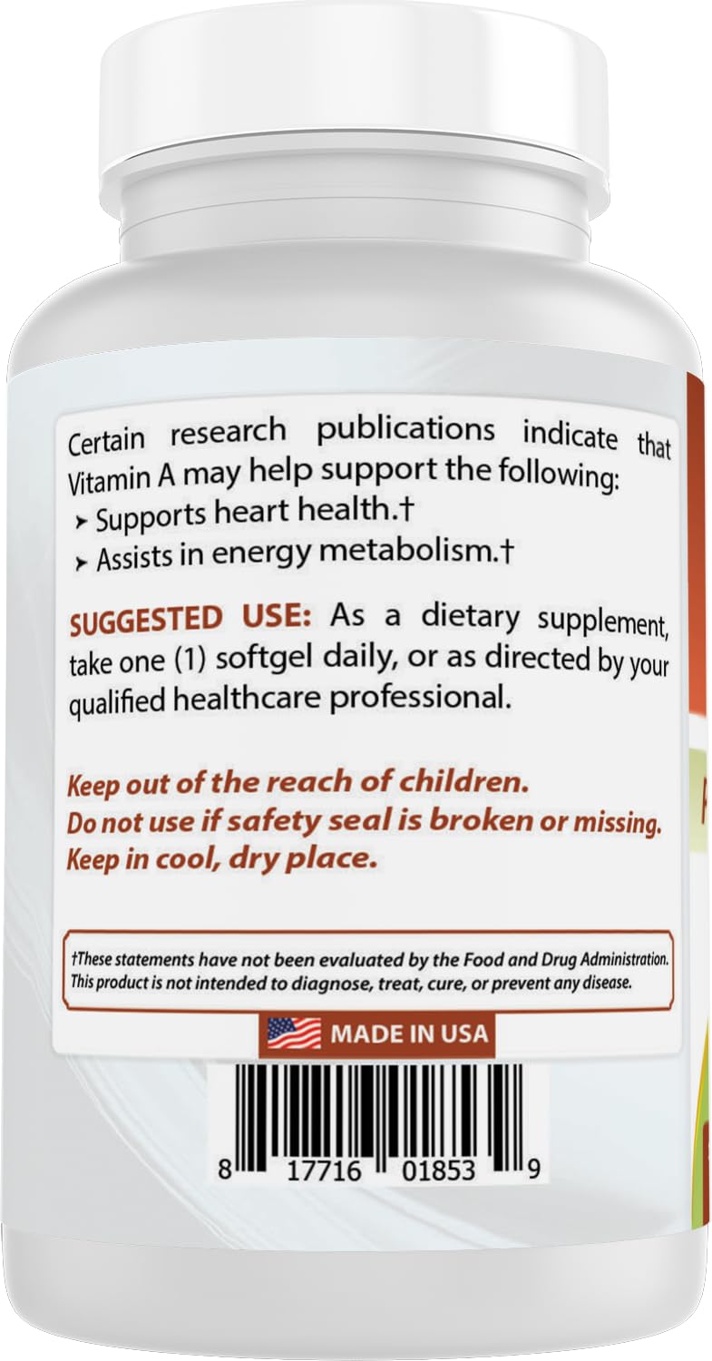 Best Naturals Vitamin A 25000 IU softgels next to water for daily intake