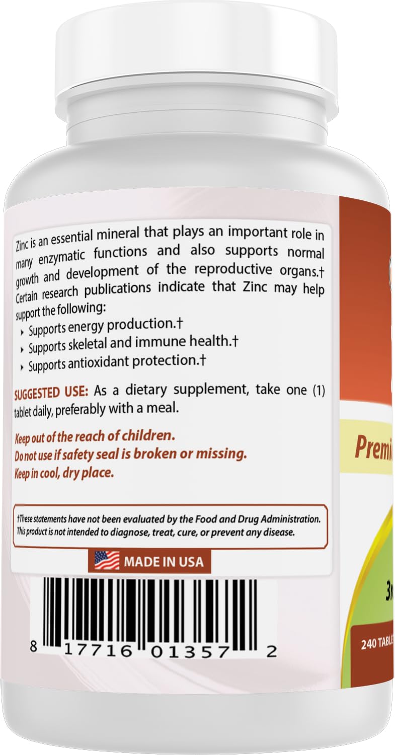 Best Naturals zinc gluconate bottle with label emphasizing non-GMO and gluten-free.