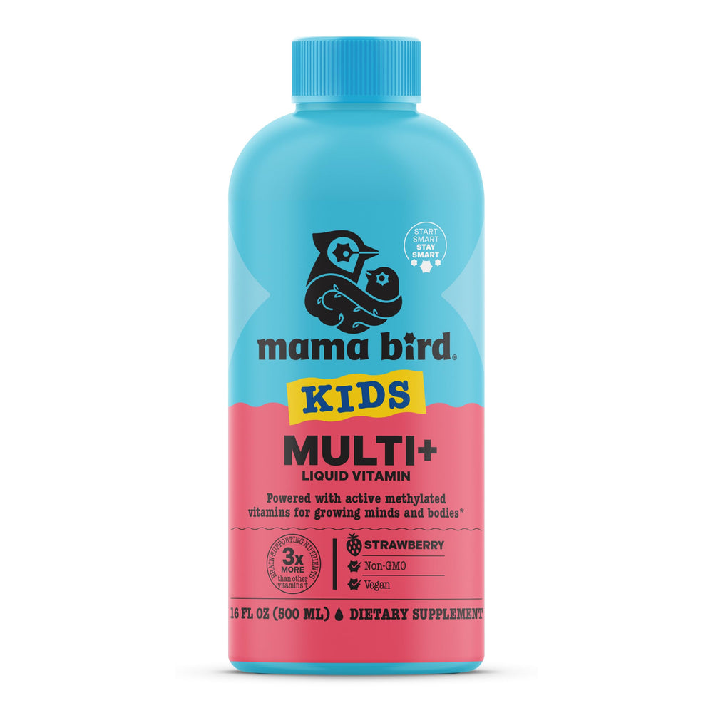 Best Nest Wellness Kids Liquid Multivitamin bottle highlights strawberry flavor for daily immune and energy support.
