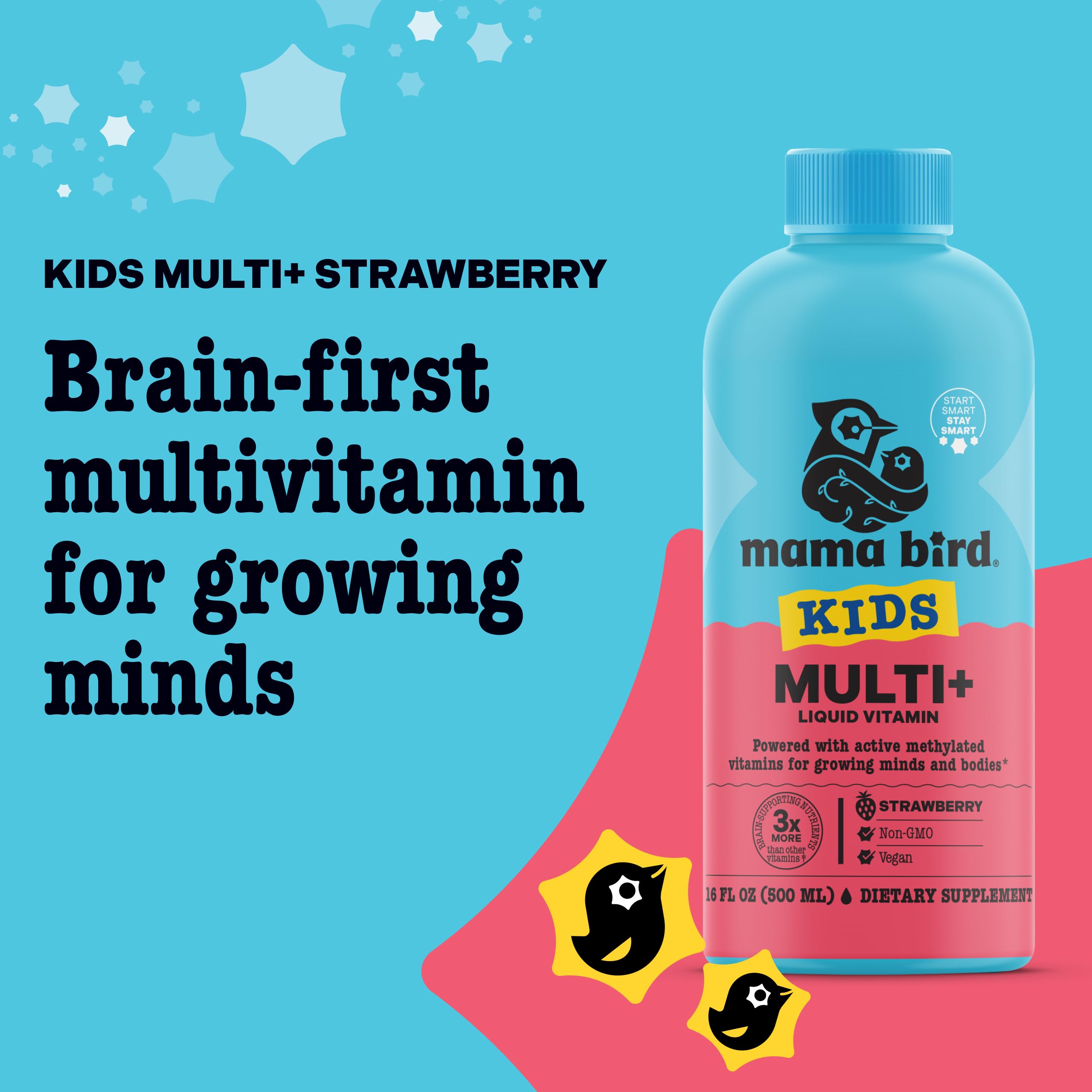 Best Nest Wellness Kids Liquid Multivitamin label shows vegan and gluten-free highlights.