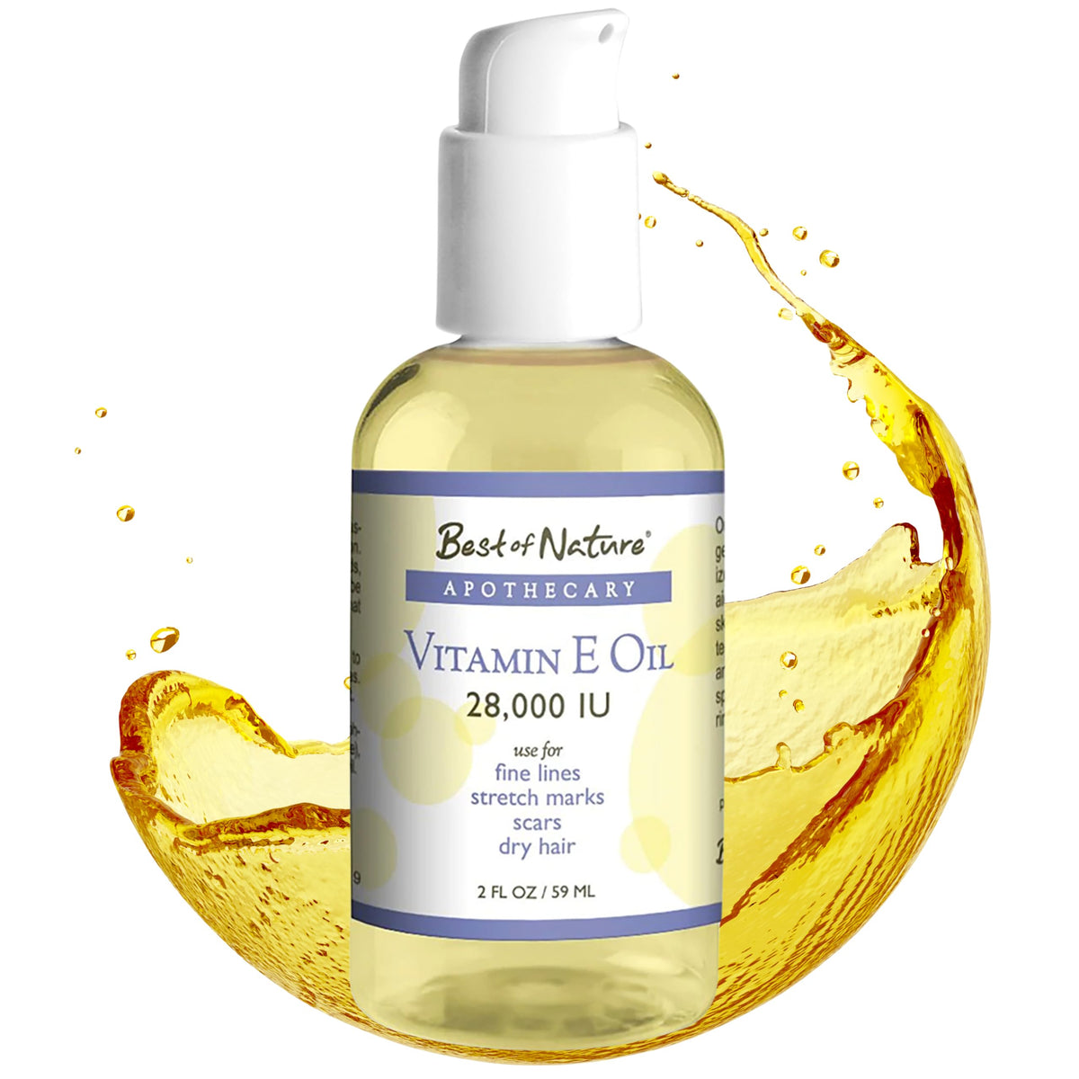 Best of Nature Vitamin E Oil bottle close-up highlighting unscented hydration