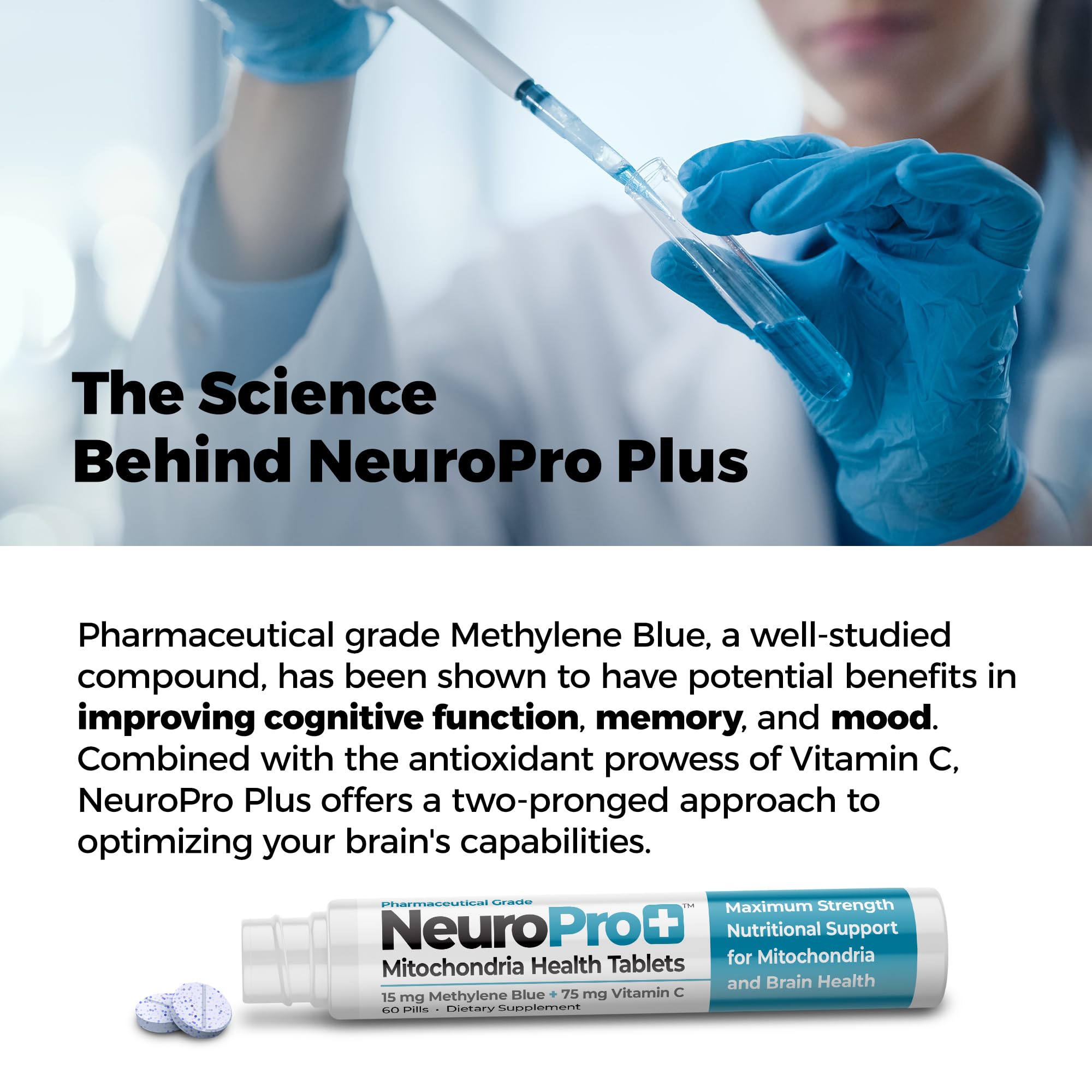 Best365Labs NeuroPro+ glass bottle with packaging ready to order