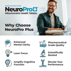 NeuroPro+ tablets close-up, highlighting 30 mg methylene blue per serving