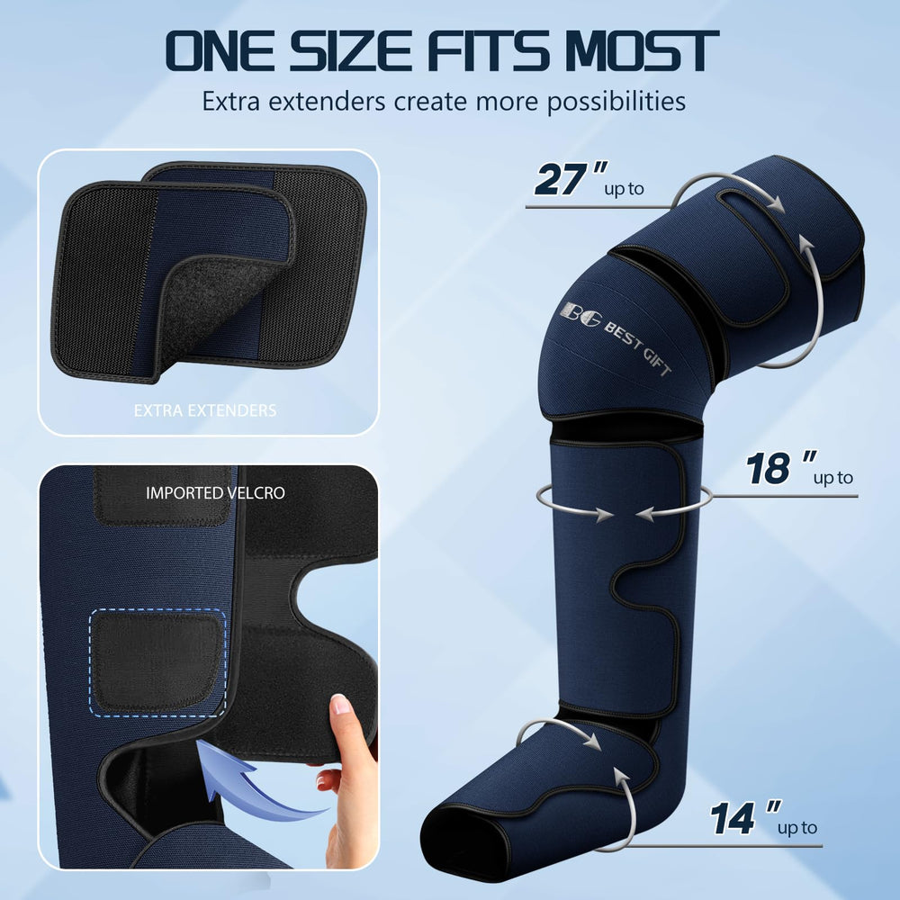 Bestgift full-leg coverage supports calves and thighs for comprehensive massage.