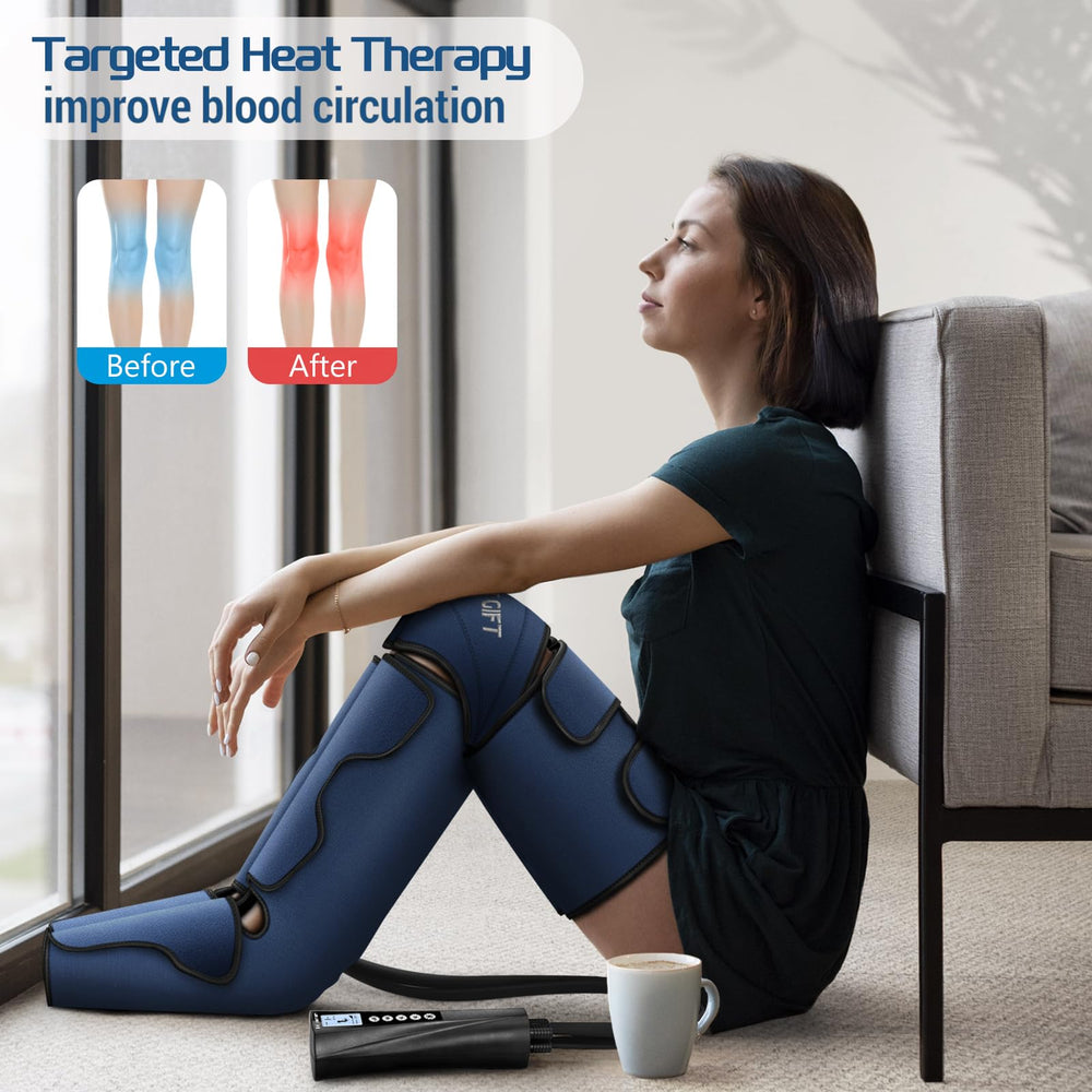 Bestgift massager at knee area offers heat-assisted comfort and easing tightness.