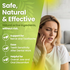 Bestmade natural remedy bottle sits on counter for holistic dental comfort.