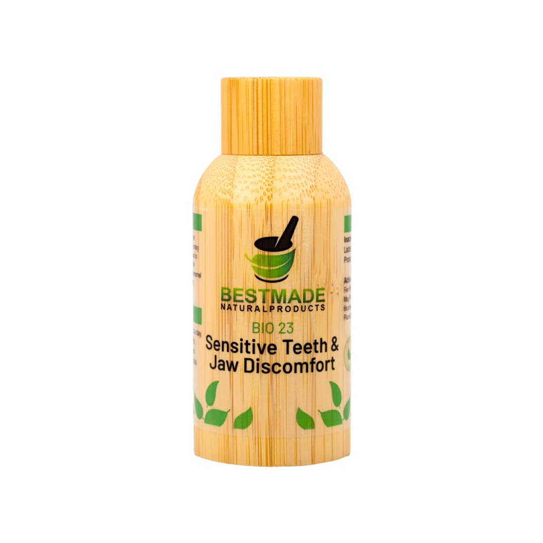 Bestmade Toothache & Nerve Support BIO23 bottle offers natural relief for tooth sensitivity.