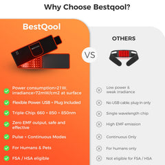 BestQool Portable red light belt in hand for on-the-go sessions.