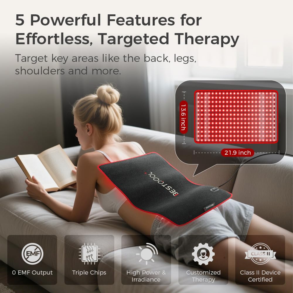 BestQool portable red-light-wrap is travel-friendly for on-the-go therapy