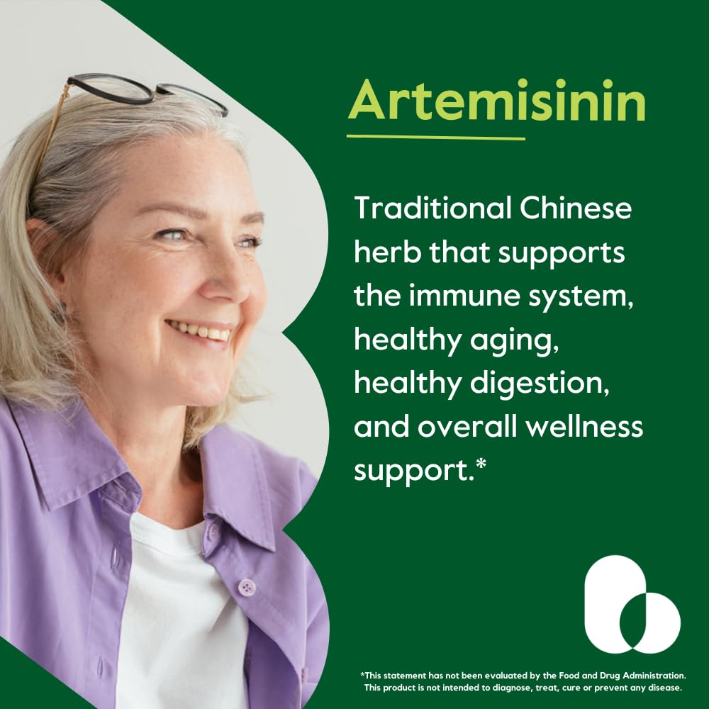 BESTVITE Artemisinin capsules close-up showing 500 mg dosage per capsule.