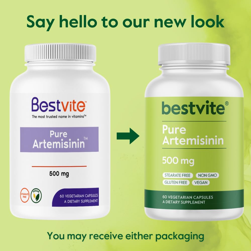 BESTVITE Artemisinin dietary supplement graphic emphasizing quality and manufacturing.