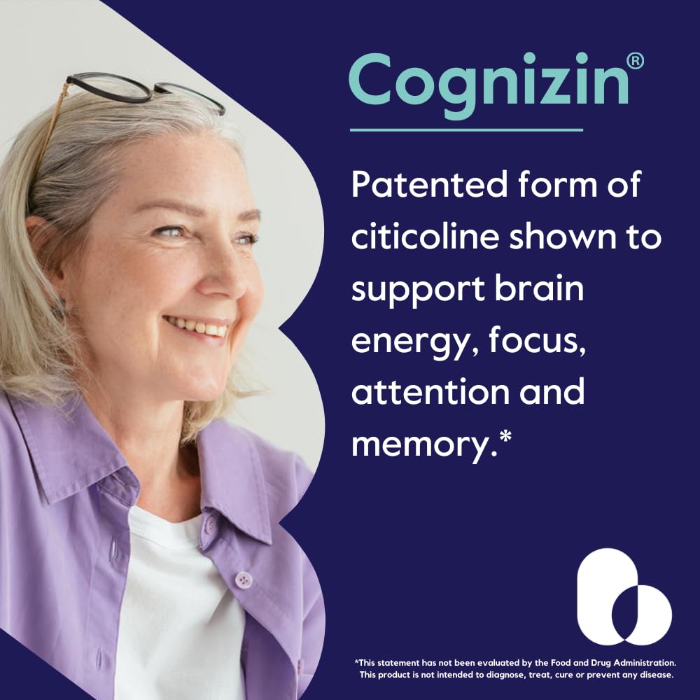 BESTVITE Cognizin capsules close-up showing vegan, non-GMO brain health formula.