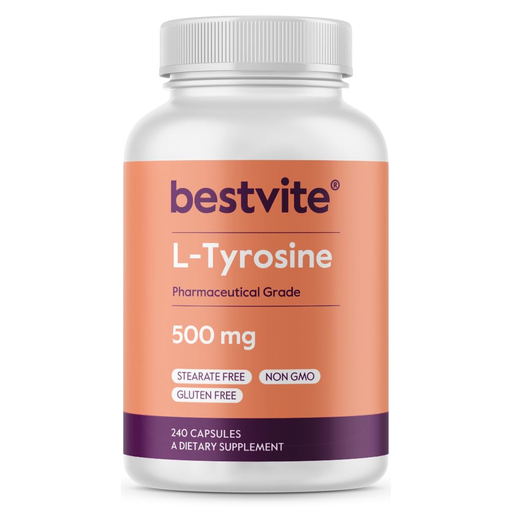 BESTVITE L-Tyrosine 500mg bottle front view suggesting daily focus support