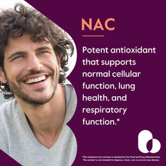 BESTVITE NAC capsules close-up; 600 mg per capsule for daily antioxidant support.