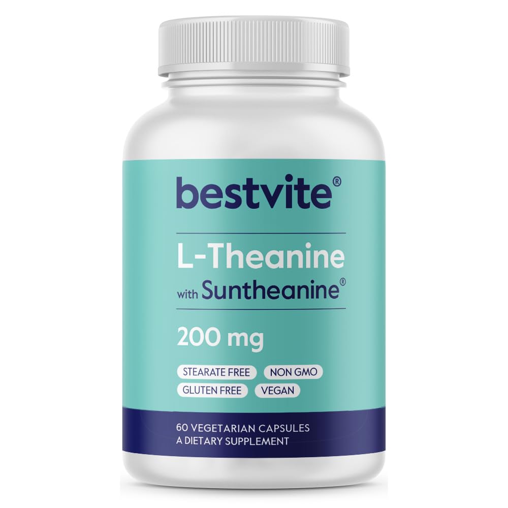 BESTVITE Suntheanine 200mg bottle front showing calm focus cues