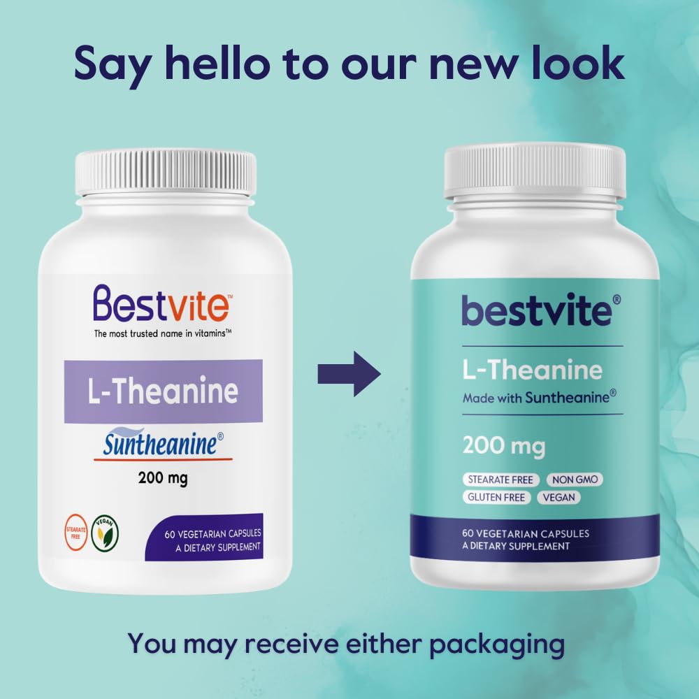 BESTVITE Suntheanine 200mg bottle top close-up and secure cap