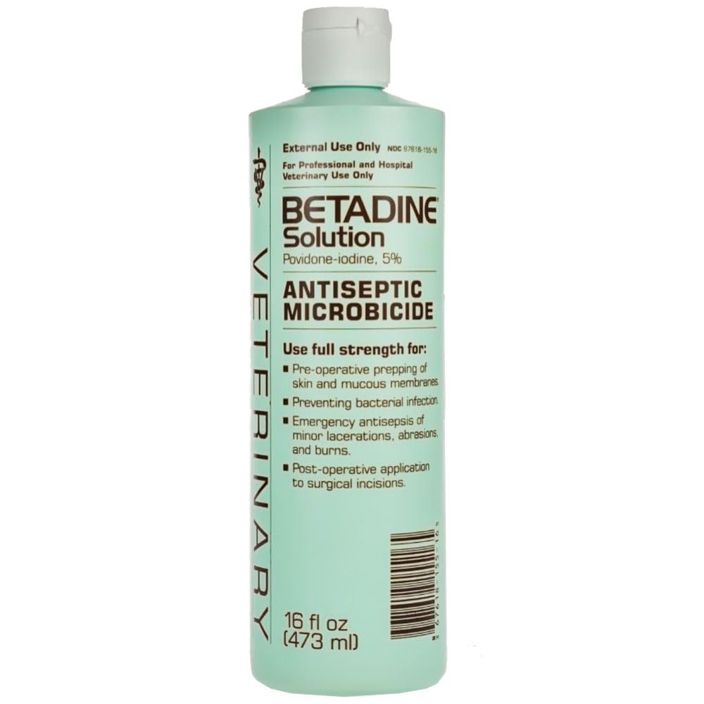 Betadine 5% Solution bottle for antiseptic skin prep.