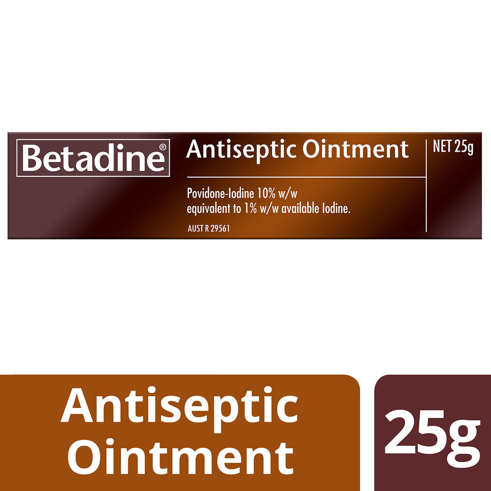 Betadine Ointment applied on a minor burn for care.